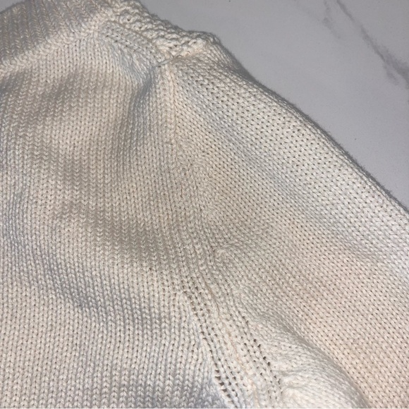 Talbots Cream Shaker Stitch Cable Knit Pullover Cotton Sweater Sz M - Picture 10 of 14